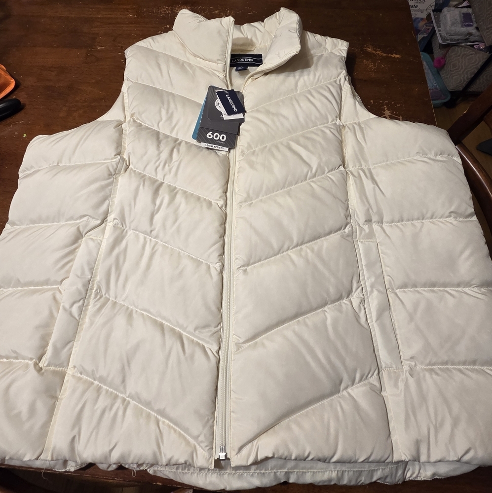 Lands' End Off-White Puffer Vest